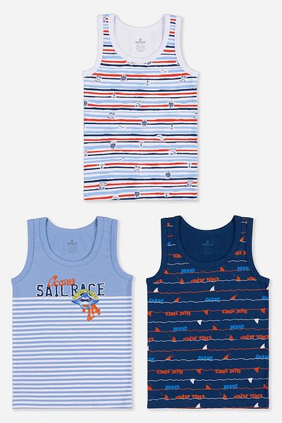 BAYKAR Boy's Cotton Crew Neck Printed Athlete T-Shirt 3 Pack 2440 Color