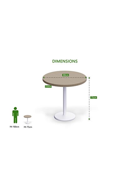 Mahmayi Round Pantry Table, Simple Modern Design Coffee Task for Home Office, (80 cm Dia, Linen)