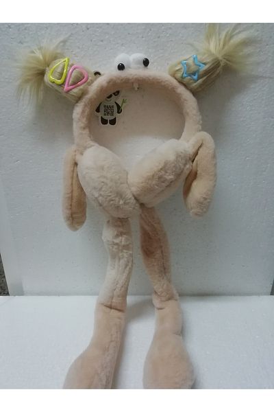 İLHANLAR Plush Earmuff Beanie Hat with Lightless Moving Sound and Playful Ears 6~14 Years