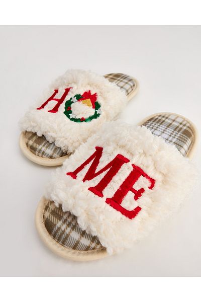 Chirpy Heu - Home Written Gingham Patterned Women's House Slippers