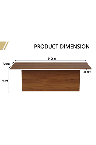 Mahmayi Stylish Conference Meeting Table, Office Table, Conference Room Table-Natural Dijon Walnut, 240CM
