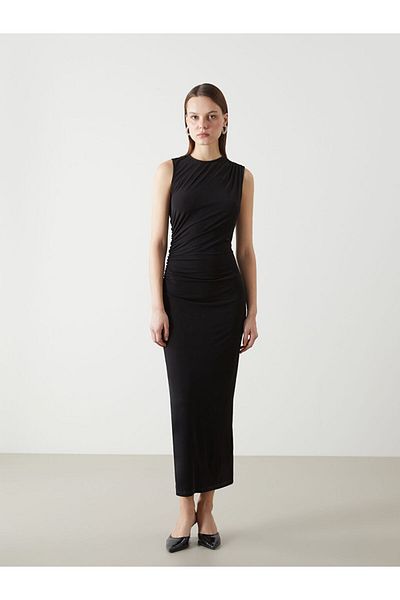LC Waikiki Lcw Vision Black Crew Neck Women's Dress