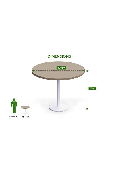 Mahmayi Round Pantry Table, Simple Modern Design Coffee Task for Home Office, (100 cm Dia, Linen)