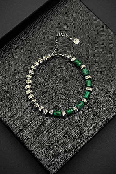 FRNCH 316L Çelik ve Malahit Doğal Taşlı Yeşil Renk Erkek Bileklik FRJ12373-33...