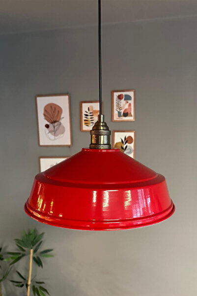 Bamyum Carmelo Kırmızı Tekli Avize Eskitme Lale Başlık Retro Sarkıt Lamba Restoran Salon Aydınlatma