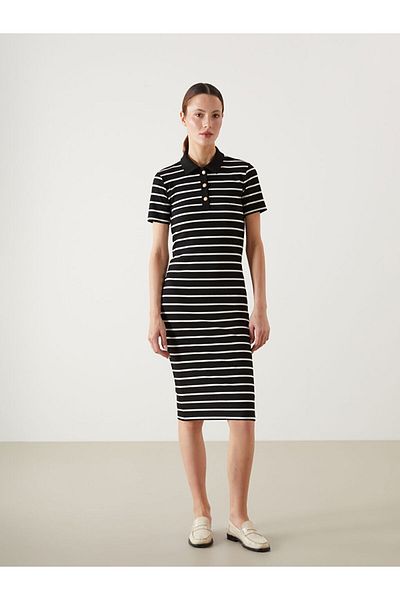 LC Waikiki New Season Shirt Collar Striped Women's Dress - S5Iv33Z8