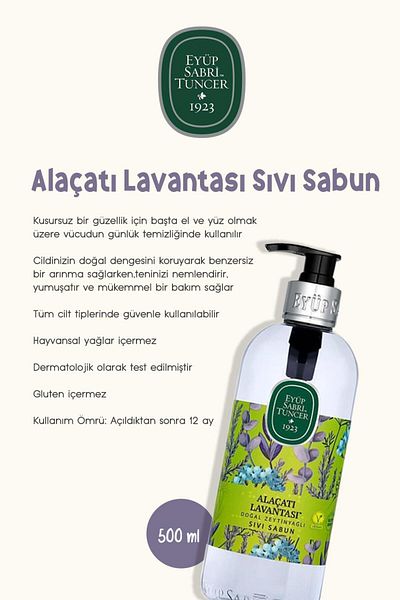 Eyüp Sabri Tuncer 500 ml Lavender Alaçatı Liquid Soap - Rosie Cotton Set of 5