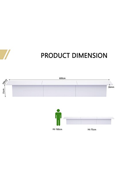 Mahmayi Modern Conference Table for Office, Office Meeting Table, Conference Room Table - White, 600CM