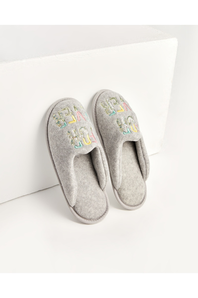 Chirpy Desu - Forever Written Gray Women's House Slippers