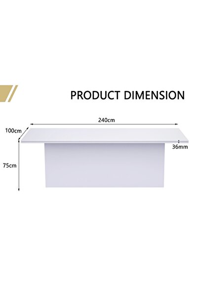 Mahmayi Ultra Finished Conference Table for Office, Meeting and Conference Room-White, 240CM