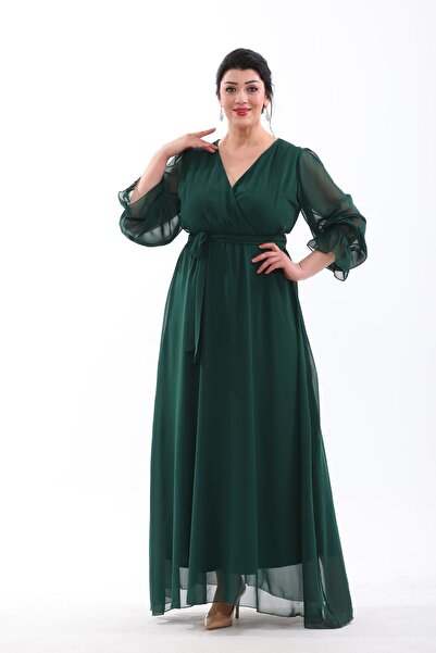 IŞILTI فستان سهرة برقبة كروز وأطراف أكمام مطاطية، مقاس طويل، مقاس كبير، فستان...