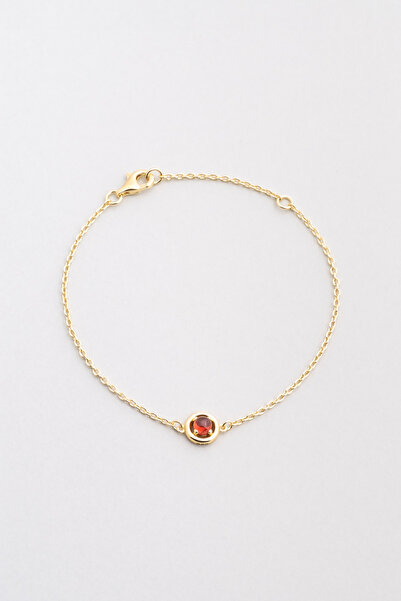 So CHIC... Garnet Serüveni 18 Ayar Sarı Altın Kaplama 19 Cm Gümüş Bileklik