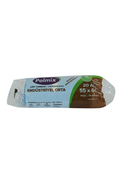 Polmix Medium Size Blue Garbage Bag 55x60cm 150gr 25micr 30lt 20pcs