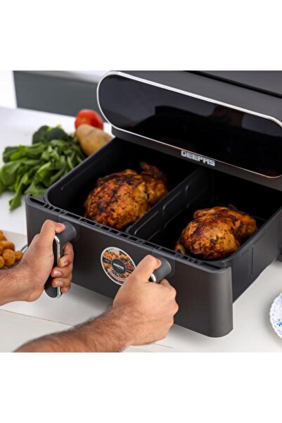 Geepas Digital Air Fryer- 11 L Capacity with 5.5 L Dual Baskets with Separator
