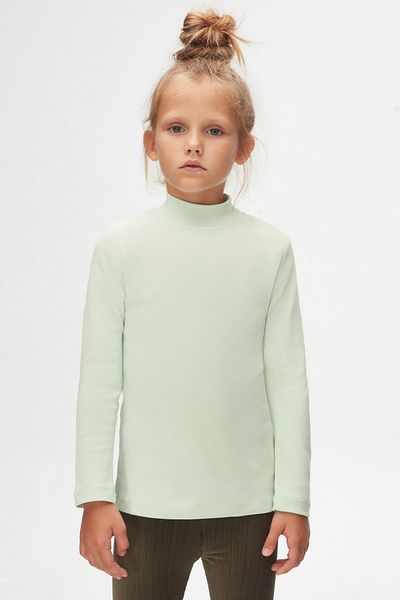 LOVETTI Green Long Sleeve Girl's T-shirt - Half Turtleneck