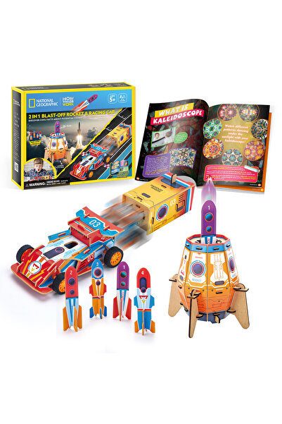 NATIONAL GEOGRAPHIC لعبة تركيب ثلاثية الأبعاد 2 في 1 صاروخ انطلاق + سيارة سبا...