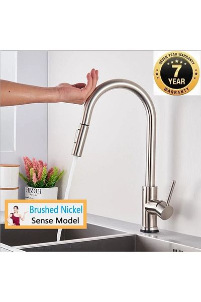 OEM Smart Touchless Kitchen Sink Faucet Matte Chrome Nickel Spiral Spout New Imported 7 Years Warranty