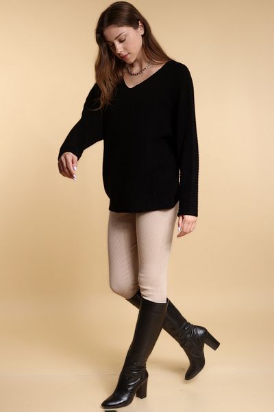 Devinka Women's 2-Pack Price Advantageous Oversize Loose V-Neck Knitwear Sweater