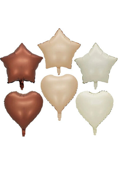 ATAKENT PARTİ بالون ريترو ستار آند هارت فويل باللون الكريمي باللون البيج والب...