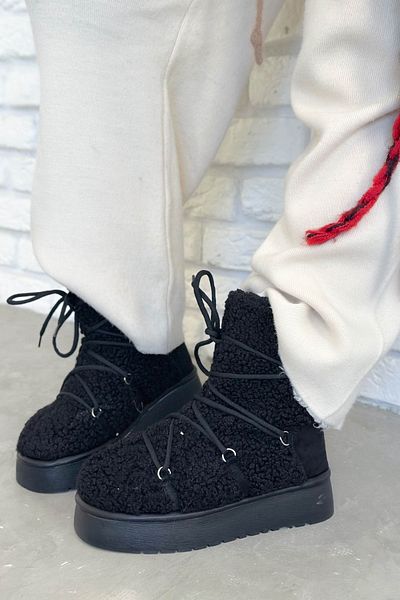 Shoebutik Astana Μαύρες Λούτρινες Γυναικείες Μπότες