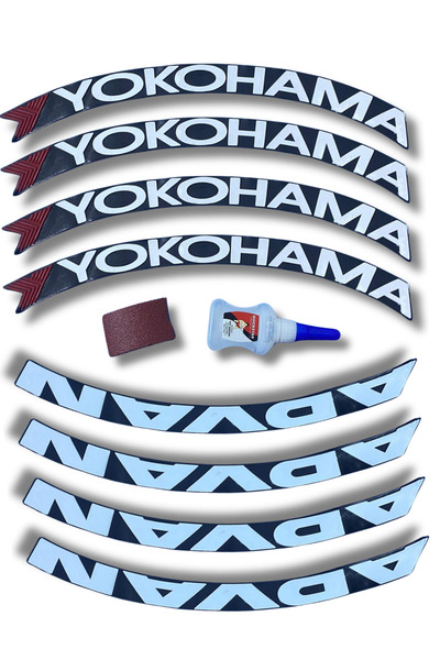 ASTUNİNG يوكوهاما دراجة نارية والسيارات الإطارات حروف النقش ملصق الترابط 8 قطعة مجموعة Astsyn020