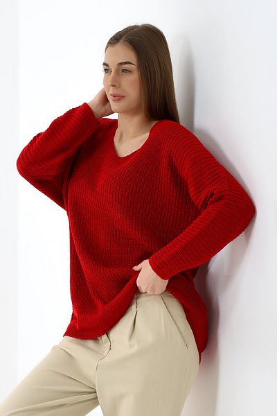 Devinka Women's 2-Pack Price Advantageous Oversize Loose V-Neck Knitwear Sweater