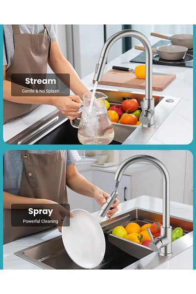 OEM Smart Touchless Kitchen Sink Faucet Matte Chrome Nickel Spiral Spout New Imported 7 Years Warranty