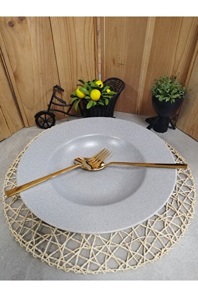 Demet Çeyiz Aksesuar 26 cm Gray Plate Pasta Mat