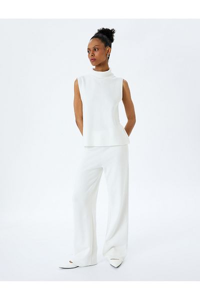 Koton Cotton Soft Textured Turtleneck Tank Top