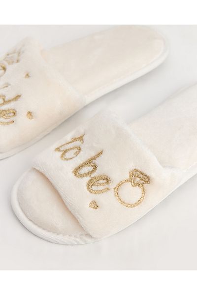 Chirpy Bride To Be - Written White Women's Bridal Slippers