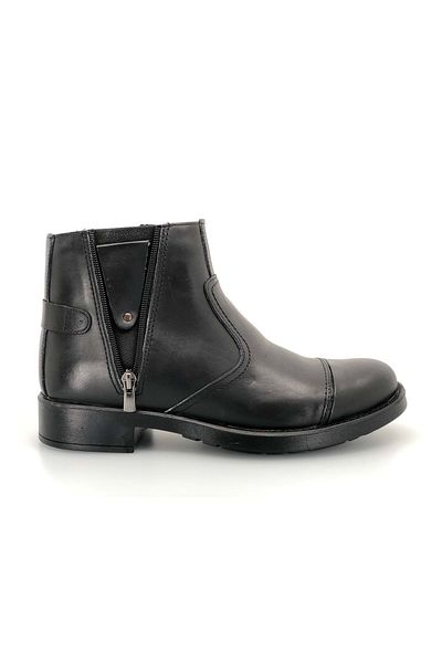 Kids Club Shoes Мъжки ботуши Dropland 4703 от естествена кожа с вълнена вътрешна част, ЧЕРНИ