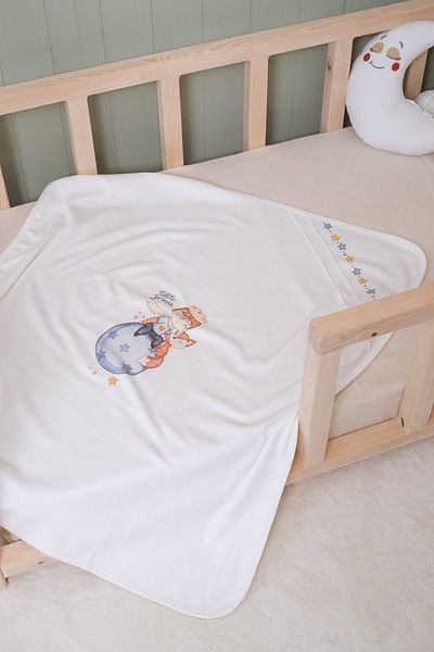 BABYLİM Baby Boy Little Prince Printed 100% Cotton Blanket 85X90 cm Double Layer