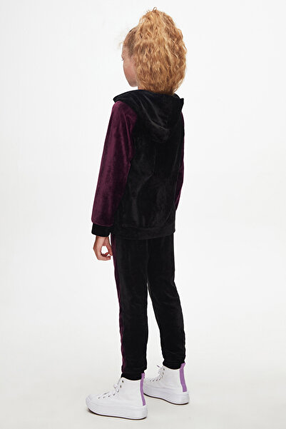 LOVETTI Black and Purple Girl's Velvet Set with Robe