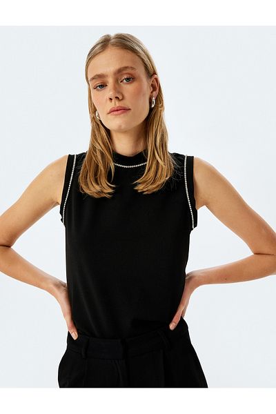 Koton Slim Fit Crew Neck Stone Sleeveless T-Shirt