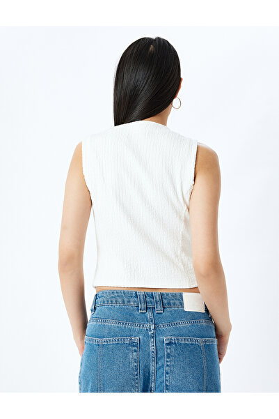 Koton Button Detailed Sleeveless V-Neck Slim Fit Vest