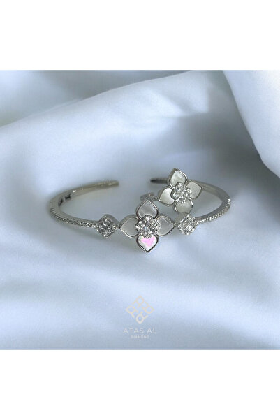 Atas Al Diamond Sedef Baget Fransız Tasarım 925 ayar Gümüş Kelepçe Bilezik Yü...