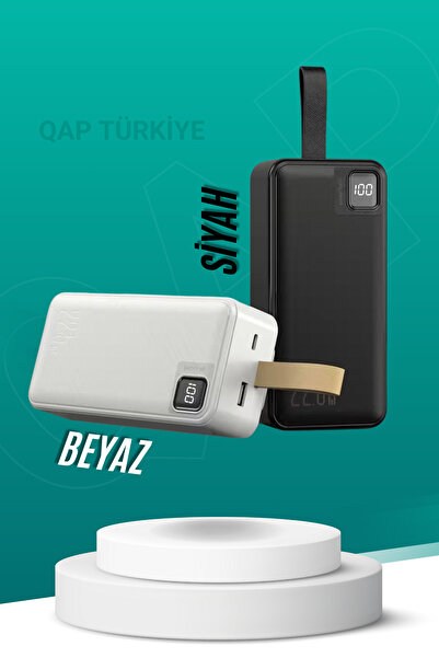 Trendup Powerbank 30.000 Mah Gerçek Kapasiteli 22.5 Watt Süper Hızlı Dijital Göstergeli Kendinden Kablolu