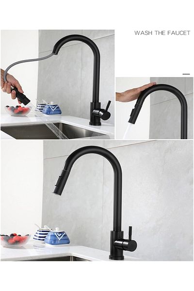 OEM New Imported Kitchen Sink Faucet with Black Spiral Fountain