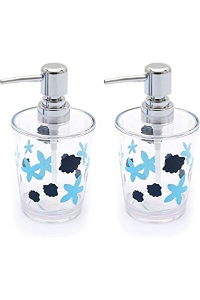 Bosphorus طقم حمام موزع صابون سائل 2 قطعة نمط مرقط أكريليك 8x8x16 سم 350 مل