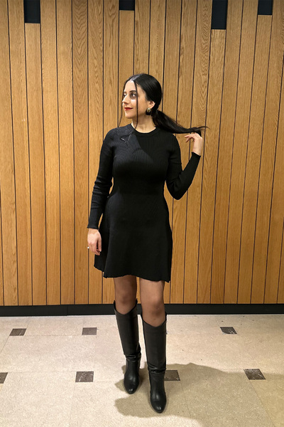 NN SISTER Uzun Kollu Siyah Triko Elbise