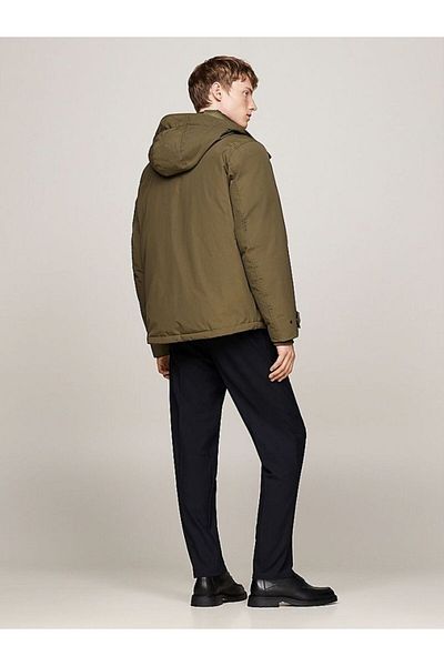 Tommy Hilfiger Herrenmantel ROCKIE mit Kapuze und Seitentaschen – Khaki