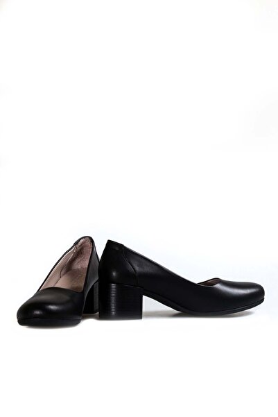 Ayakkabıhane Pantofi cu toc gros pentru femei, din piele naturală, neagră, la...