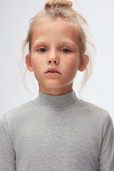 LOVETTI Γκρι μισό ζιβάγκο μακρυμάνικο μπλουζάκι για κορίτσια - Χειμώνας