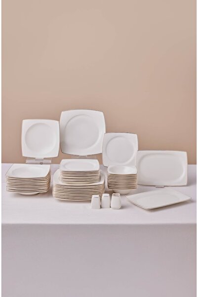 Karaca Square Bone Jamie 53 Parça 12 Kişilik Porselen Yemek Takımı Gold