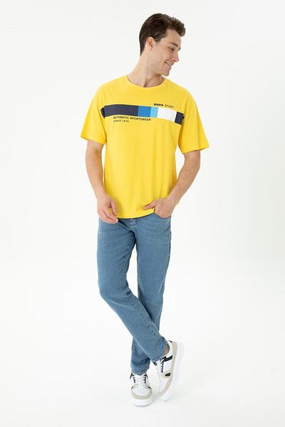 U.S. Polo Assn. Men's Yellow Comfort Crew Neck T-Shirt