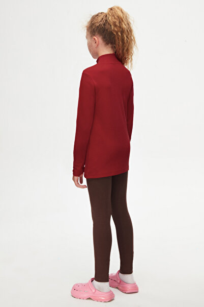 LOVETTI Κορίτσια - Claret Red Basic μακρυμάνικο μισό ζιβάγκο χειμωνιάτικο μπλουζάκι