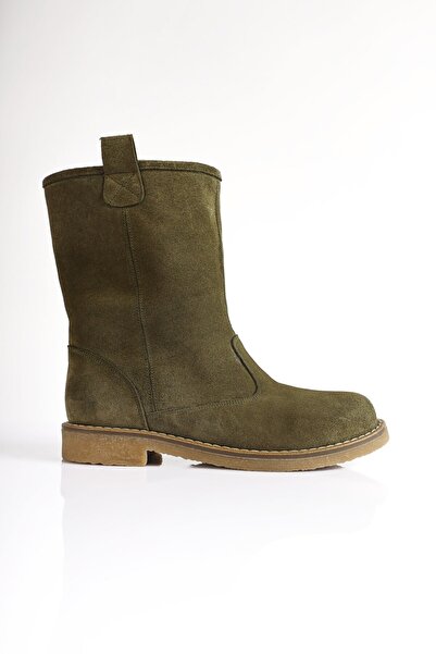 SU SHOE BOUTIQUE NO65 Haki Hakiki Süet Deri Rahat Bot