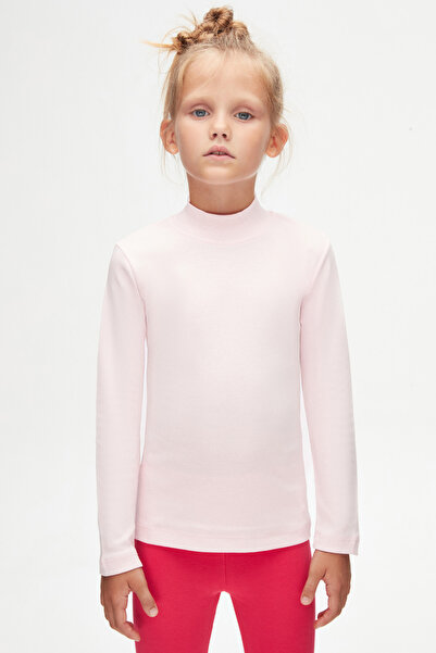 LOVETTI Ροζ μακρυμάνικο κοριτσίστικο μπλουζάκι - μισό λαιμόκοψη