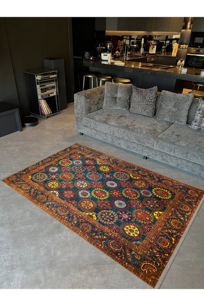 Rugs Modern Halı Crescent Collection Multicolored Ethnic Patterned Woven Base...