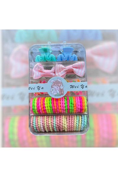bijoux uniques مجموعة إبزيم للأطفال مع صندوق ملون